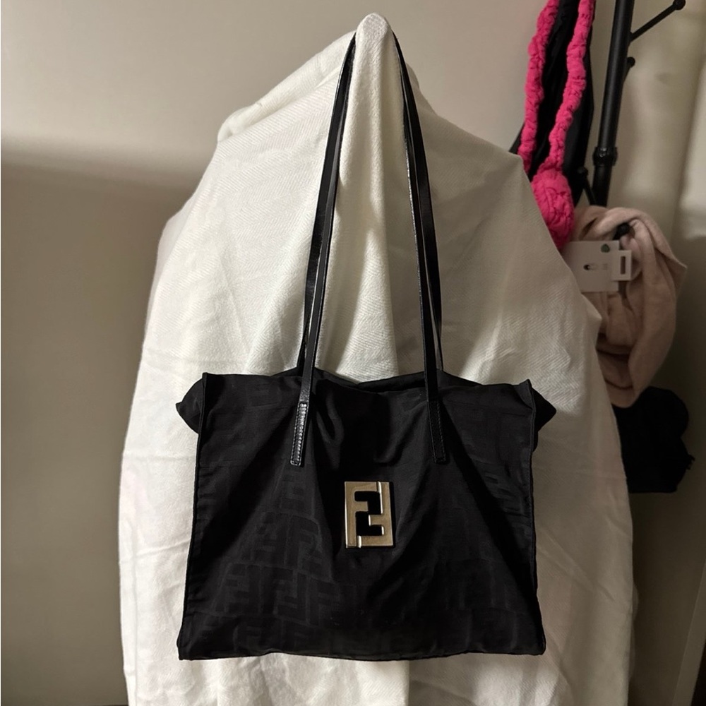 Fendi Black Tote with Gold Logo